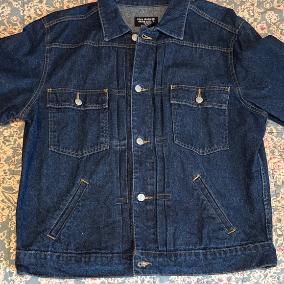 VINTAGE/Polo by Ralph Lauren Dark Blue Denim Jacket/Size Large - Picture 6 of 9